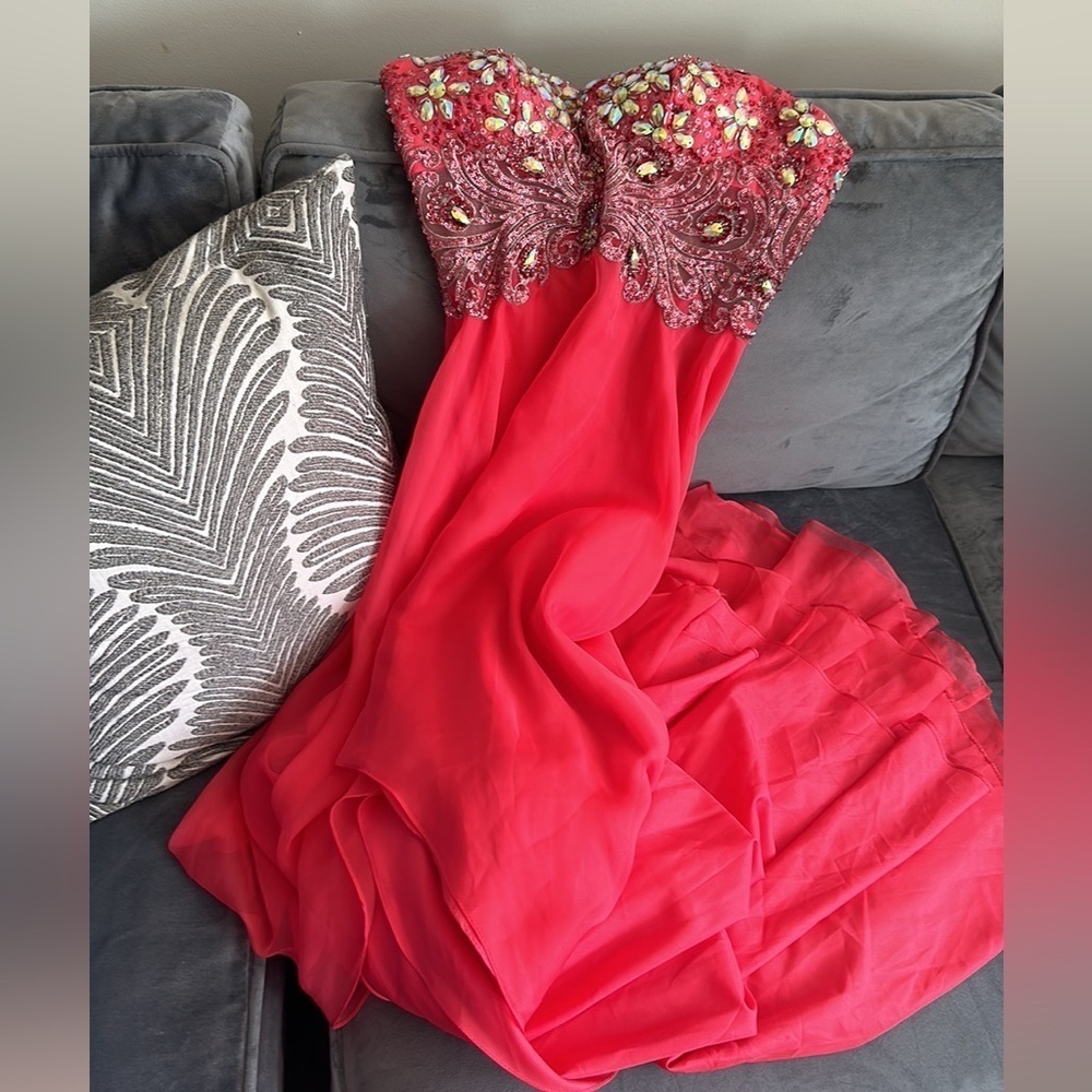 Nina Canacci Dress Home Coming Formal Strapless Sequin and Split Fuchsia Size 2 - Picture 3 of 14